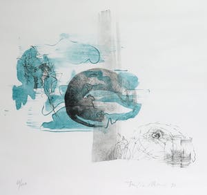 Fujio Akai - Litho, Z.T. Abstracte compositie - Ingelijst kopen? Bied vanaf 1!