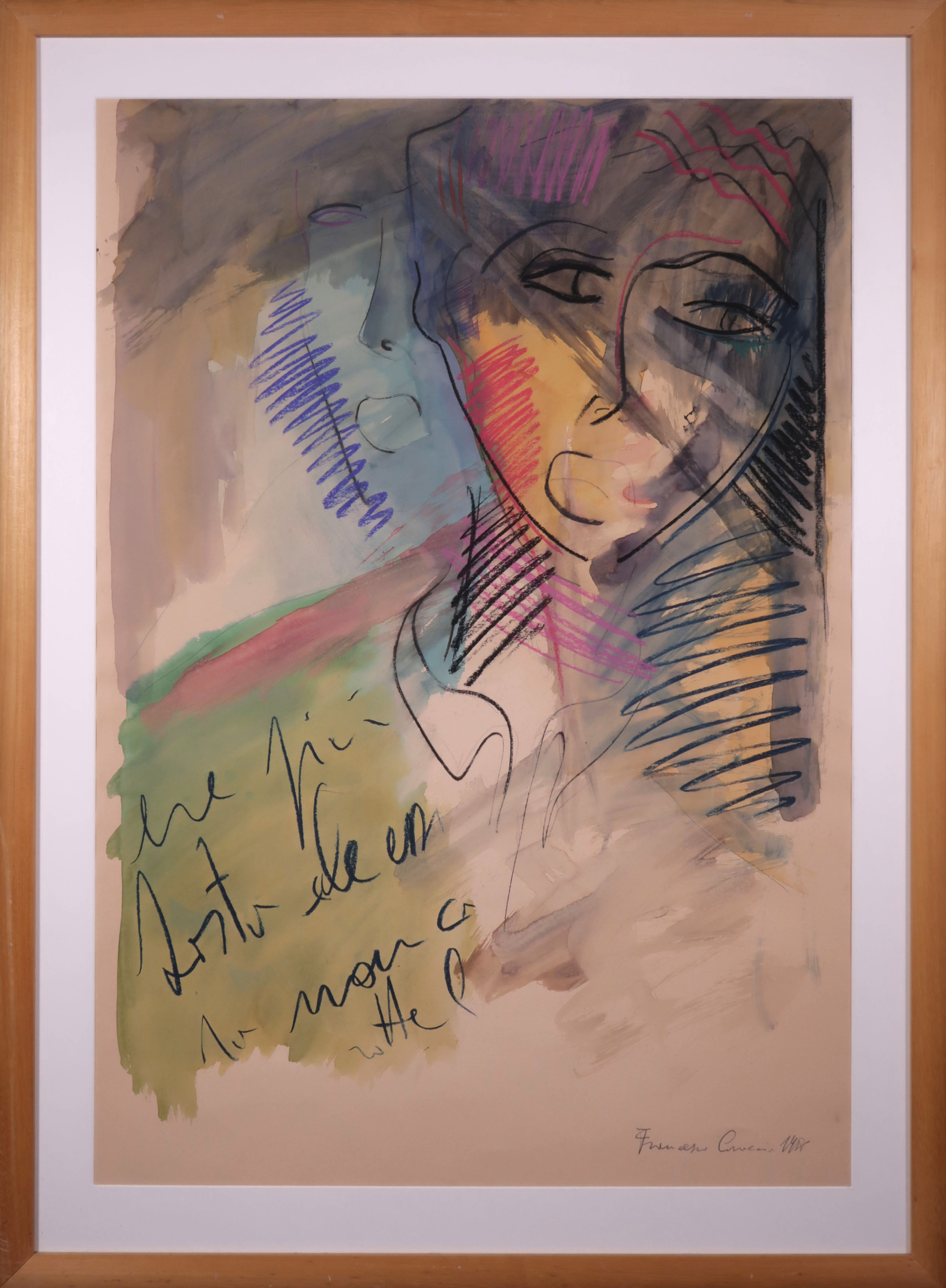 Francesco Caraccio - Gemengde techniek op papier, o.a. gouache, Storia d'amome - Ingelijst (Groot) kopen? Bied vanaf 100!