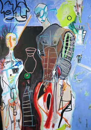 Rachid Ben Ali - Acryl op doek, Zonder titel (Groot) verkocht voor € 350!