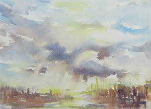 Theo Blankestijn - Aquarel, Eilandspolder - Ingelijst kopen? Bied vanaf 10!