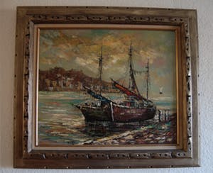 Niet of onleesbaar gesigneerd - Baai met vissersboten kopen? Bied vanaf 10!