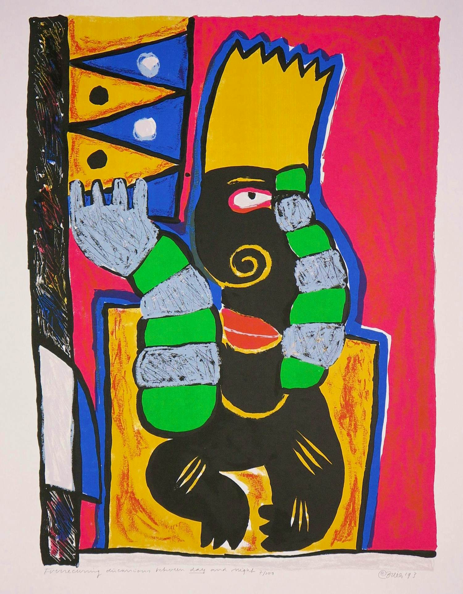 Clemens Briels - Zeefdruk, Everrecurving Discussion of Day and Night verkocht voor € 50!