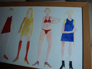 Vanessa Beecroft - Collage en acrylverf , Jonge vrouwen 1 – ingelijst, 94 x 134 cm - 1993 kopen? Bied vanaf 750!