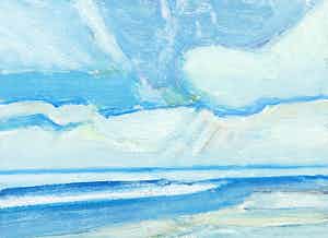 Paul Overhaus - Olieverf op board, Zeegezicht met Wolkenpartij verkocht voor € 35!