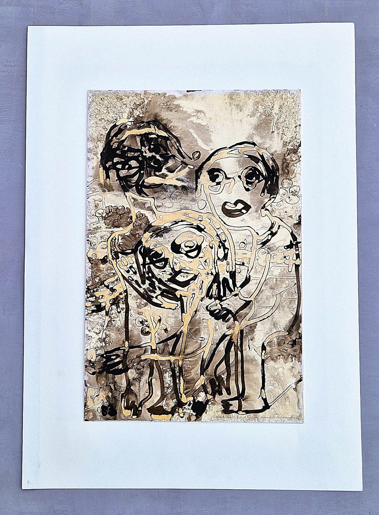 Buy Lotti van der Gaag - in 1983 geschilderde gemengde techniek "zelfportret met figuren" gesigneerd? Bid from 284!