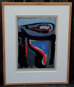 Bram van Velde - Ingelijste kleurenlitho: Compositie kopen? Bied vanaf 350!