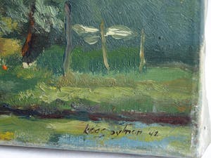 Klaas Pijlman - Olieverf op doek , Huisje in de schemering.. – 1942 kopen? Bied vanaf 1!