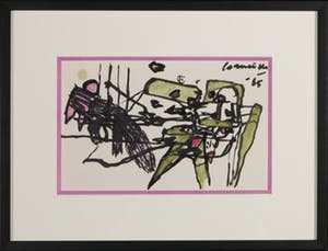 Corneille - Aquarel en Chinese inkt op papier, Abstracte compositie - Ingelijst kopen? Bied vanaf 900!