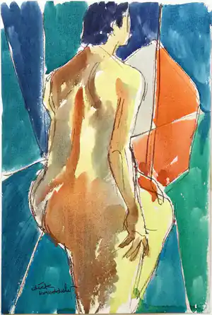 Dick Breddels - Naakt | aquarel - ingelijst verkauft für € 45!