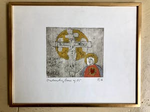 Anton Heyboer - Kruisiging - Ets E.A., Ingelijst kopen? Bied vanaf 240!