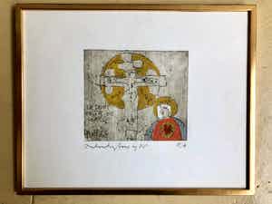 Anton Heyboer - Kruisiging - Ets E.A., Ingelijst verkocht voor € 240!