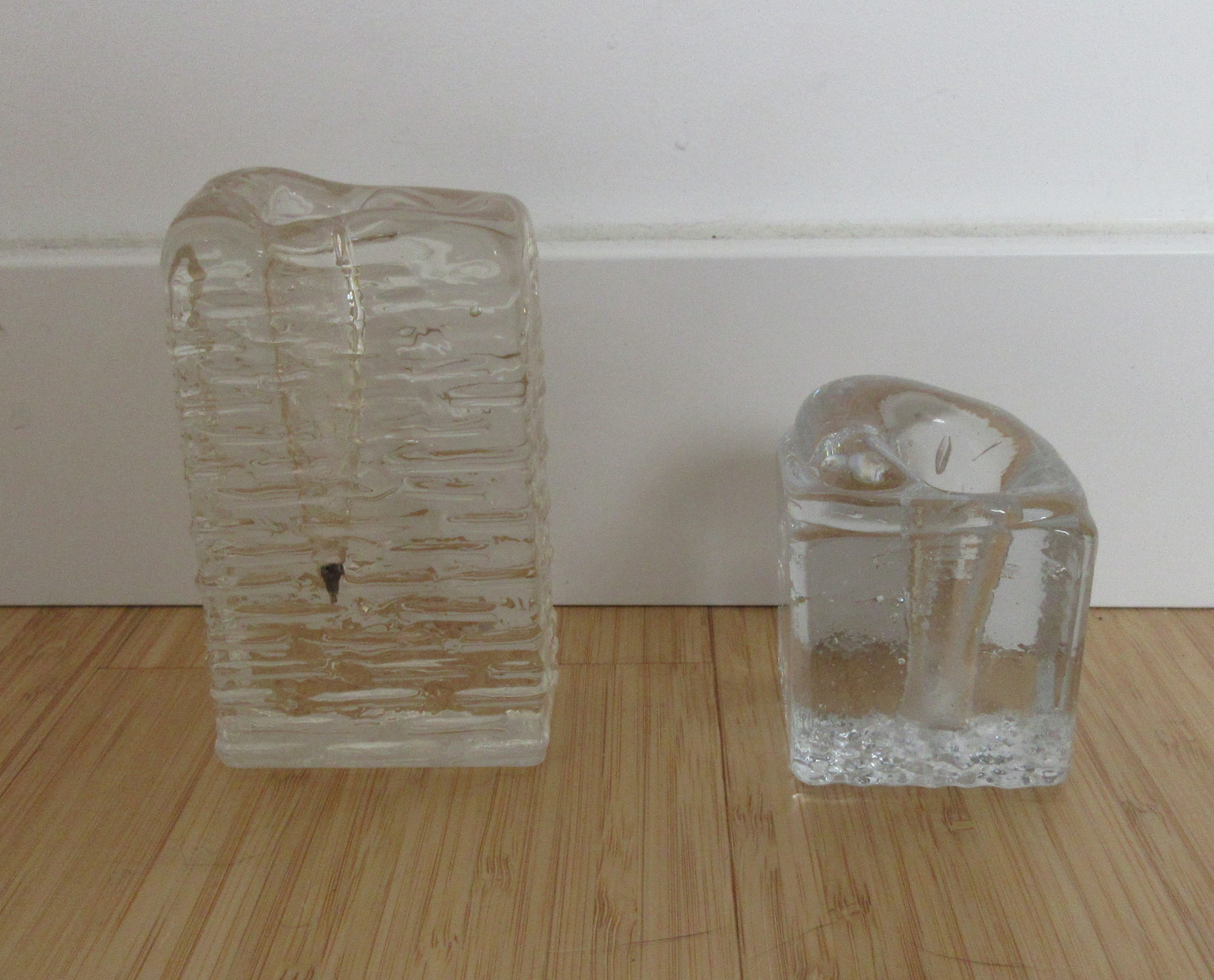 Ritzenhoff AG - Twee vintage blokglazen kandelaren verkocht voor € 10!