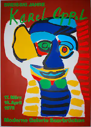 Karel Appel - Zeefdruk - Saarbrücken 1978 - fraai ingelijst vendu pour 192€ !