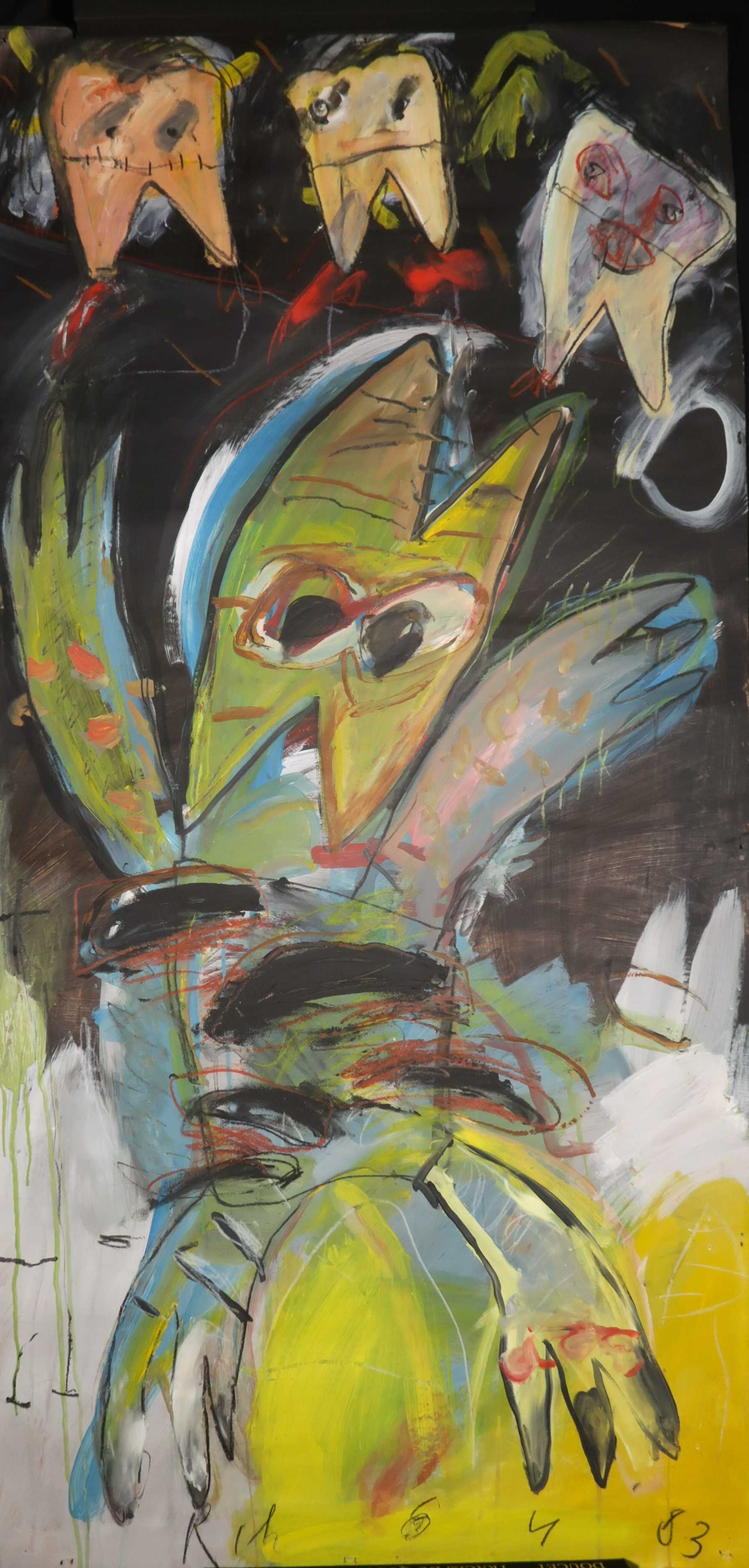 Rik van Iersel - Gemengde techniek op papier, Zonder titel (Groot) verkocht voor € 150!