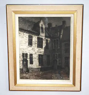 Albert Goethals - 2x Brugge: grote litho in een bijzondere lijst & ingelijste ets kopen? Bied vanaf 75!