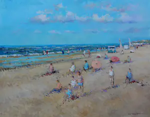 Arie-Kees van Noort - Ingelijste olieverf op doek: 'Zandvoort' (groot!) kopen? Bied vanaf 799!