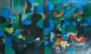 Wim Straatman - Olieverf op doek, Compositie lente - Ingelijst kopen? Bied vanaf 100!