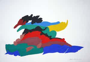 Henri Plaat - Gouache, Zonder titel (Groot) verkocht voor € 1!