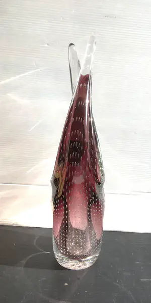 Verreries de Boussu - Vaas in glas met luchtbellen patroon kopen? Bied vanaf 20!