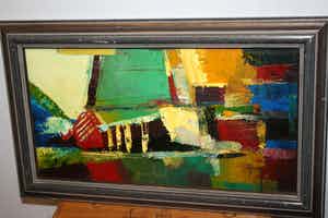 Niet of onleesbaar gesigneerd - abstract 1962 onleesbaar verkocht voor € 1!