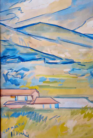 Johan Jacob Voskuil - Een grote en zonnige jaren 50 Gouache "cap Martin" gesigneerd kopen? Bied vanaf 75!