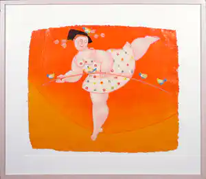 Ada Breedveld - Zeefdruk op geschept papier, Koordanseres - Ingelijst verkocht voor € 60!