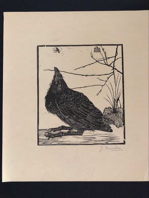 Jan Mankes - Houtsnede kleine kraai kijkend naar mugje - Gesigneerd - 1918 kopen? Bied vanaf 395!