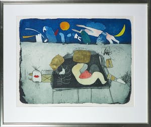 Michel van Overbeeke - Kleurenets met bladgoud, Into itself II - Ingelijst kopen? Bied vanaf 40!