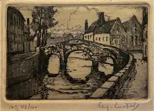 Eugene Lucker - Brug over de Roer in Roermond - twee etsen en een houtsnede verkauft für € 35!
