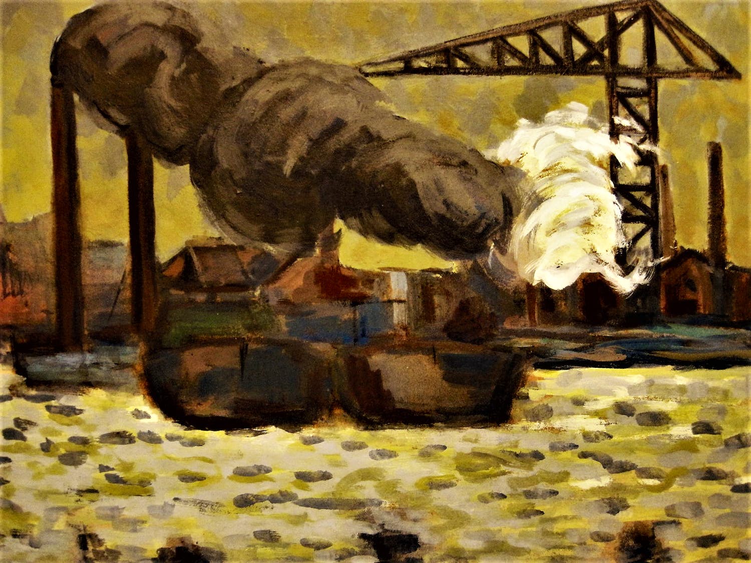 Niet of onleesbaar gesigneerd - Fauvistisch omstreeks 1920 geschilderde Gouache "Haven" gesigneerd kopen? Bied vanaf 1!