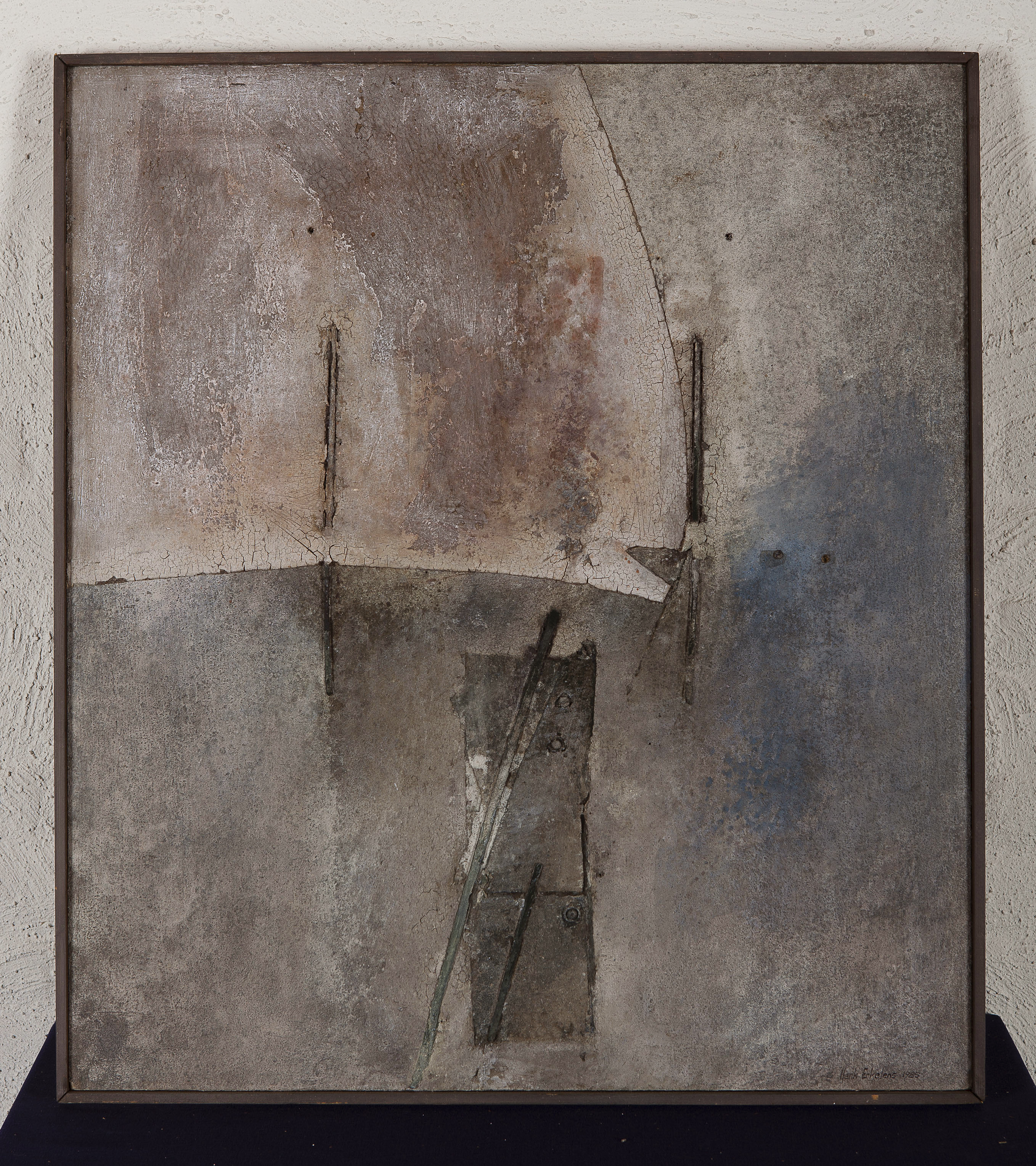 Henk Erkelens -  Klei en acryl op houten paneel - gesigneerd r.o. 1985  kopen? Bied vanaf 10!