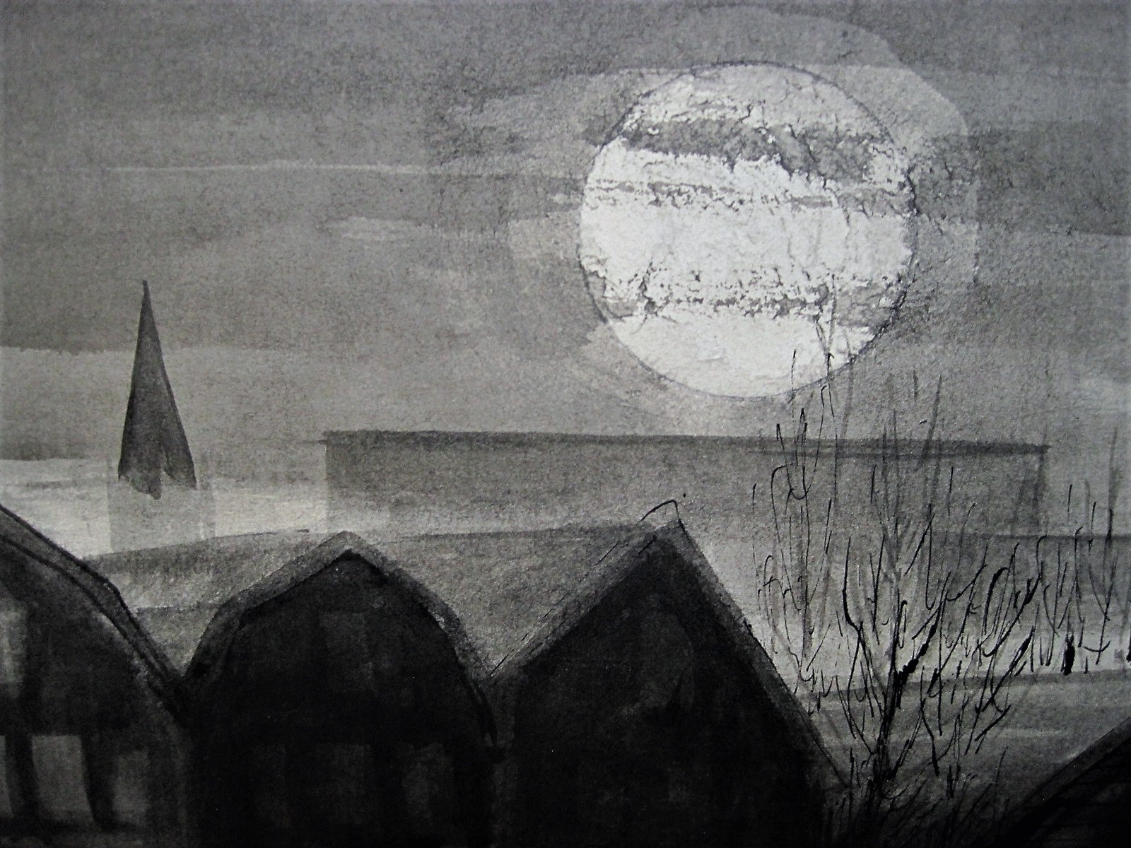 Theo Ros - Intrigerende Sepia "persoon in maanlicht in de sneeuw" gesigneerd kopen? Bied vanaf 1!