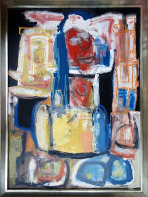 Martin van Wordragen - Olieverf op doek: 'Souvenirs en belegde broodjes' - (Zeer groot) verkocht voor € 480!