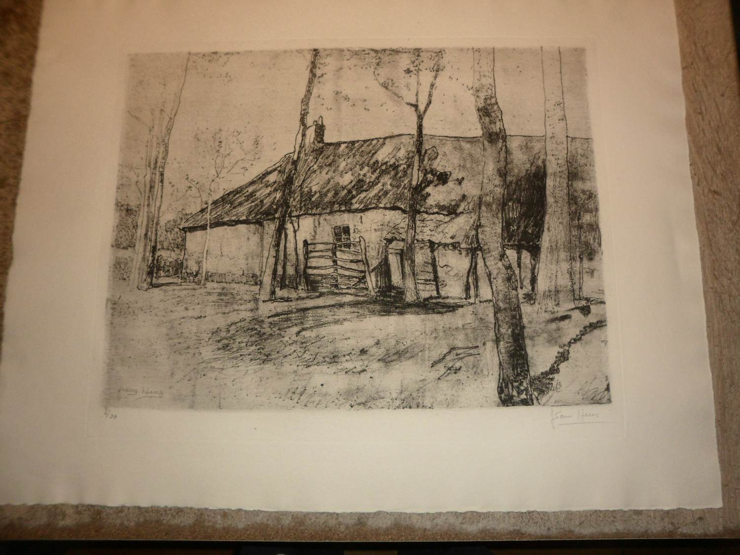 Frans Hens - Ets, Landschap met boerderij. kopen? Bied vanaf 25!