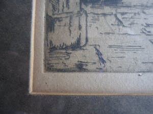Martin van Waning - Ets met de ingang van een kathedraal. kopen? Bied vanaf 20!