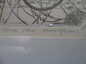 Erna van Mondfrans - Ets. Titel,"Een duifje in balans". kopen? Bied vanaf 30!