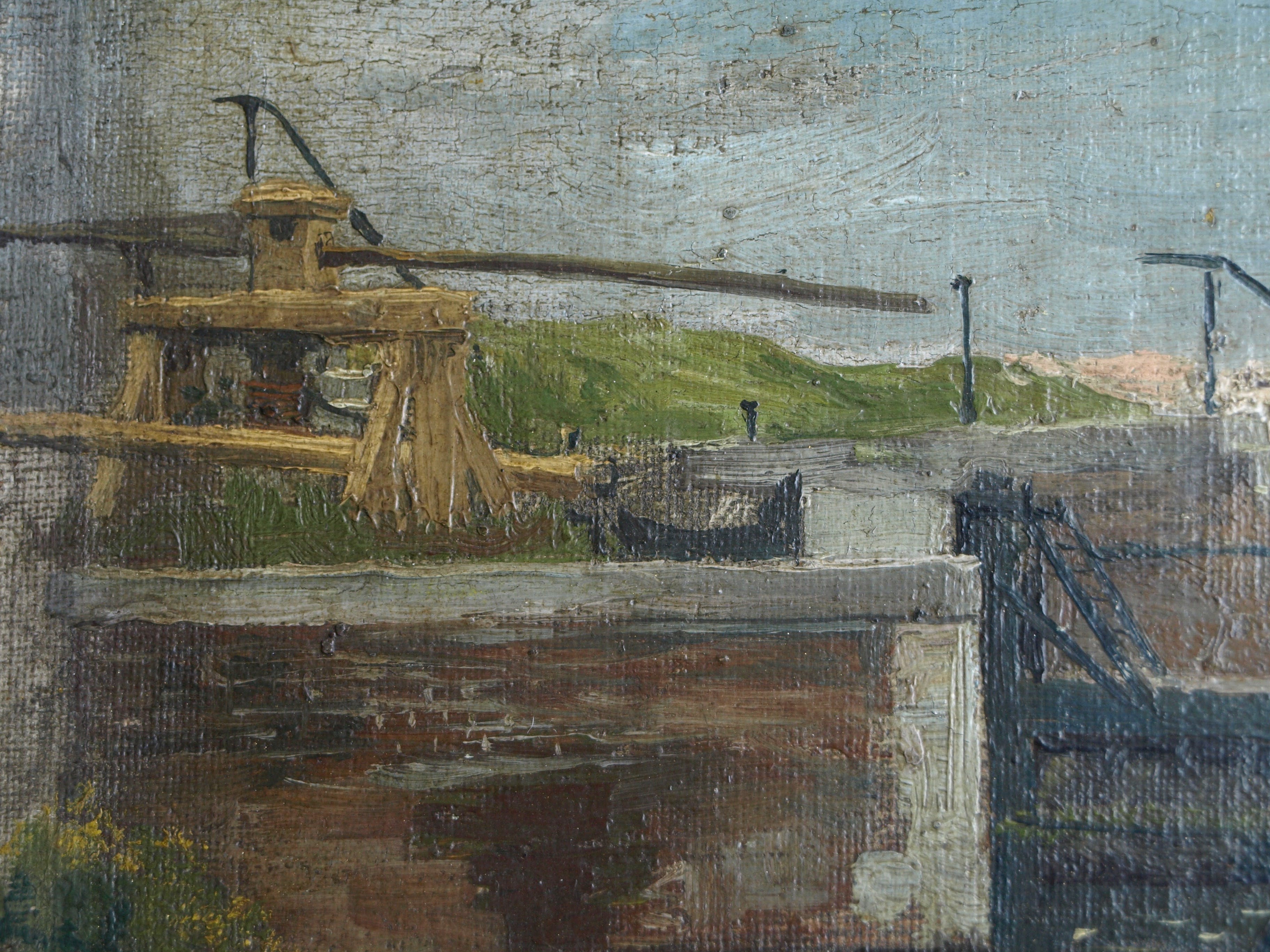 George Wildschut - Olieverf op doek op paneel (Marouflé) – Huisje aan de sluis – ingelijst –ca 1935 kopen? Bied vanaf 75!