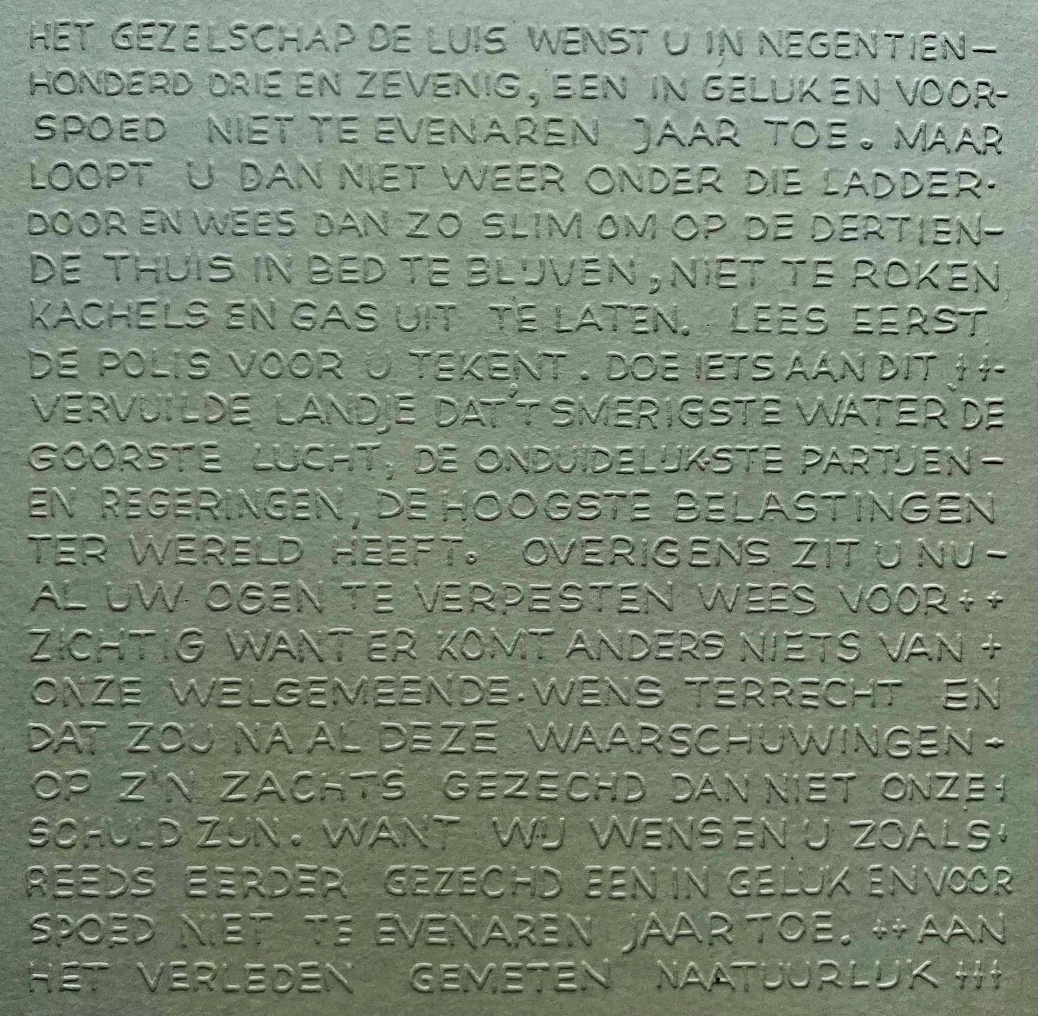 Gerard van Rooy - handgesigneerde gemengde druktechniek | Voor de Luis, Nieuwjaarwens 1973 kopen? Bied vanaf 10!
