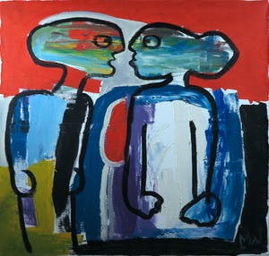 Martin van Wordragen - Olieverf op doek, Gekijf - Ingelijst (Groot) kopen? Bied vanaf 250!