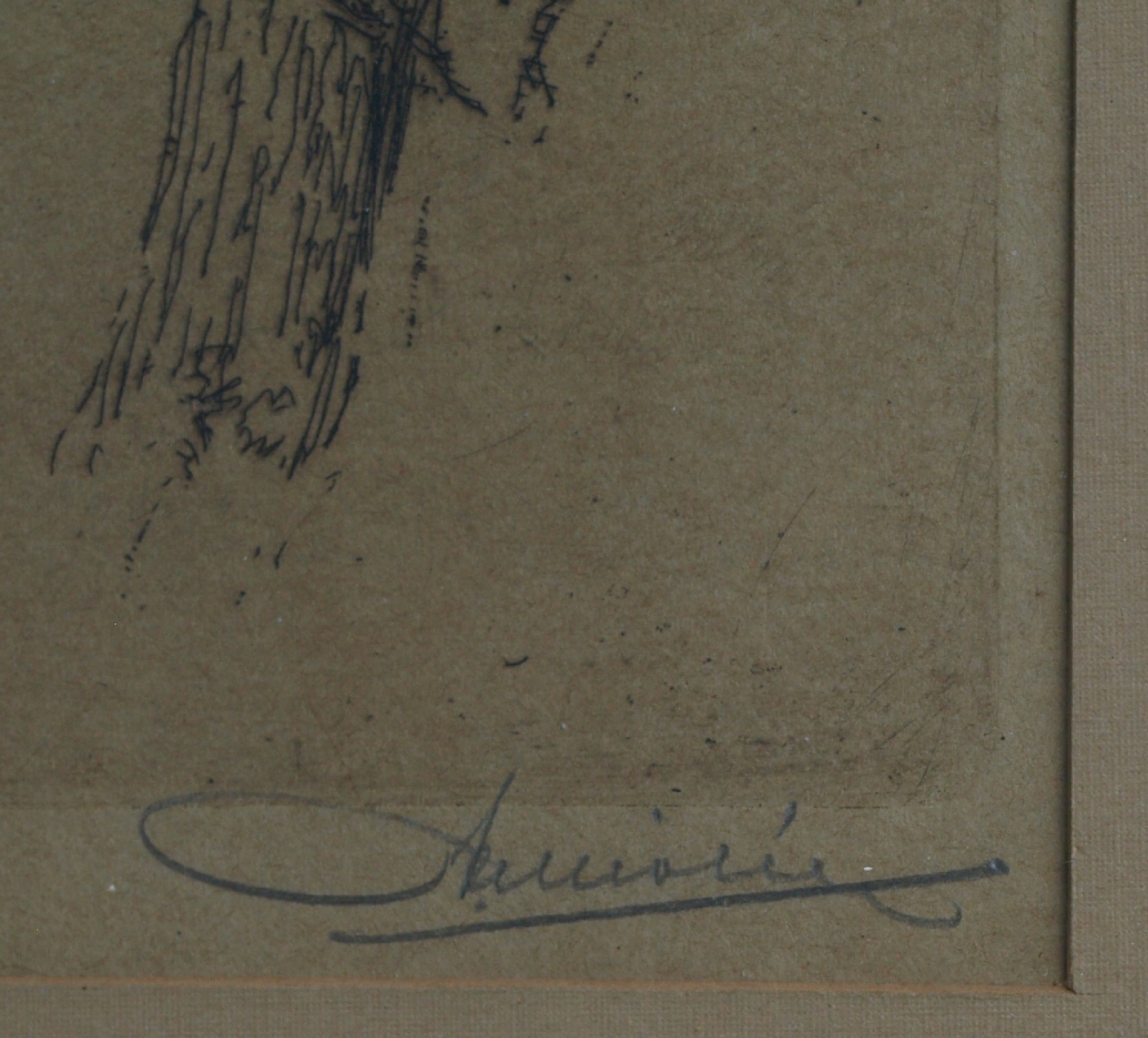 Niet of onleesbaar gesigneerd - Ets, 2 Bomen – gesigneerd & ingelijst – oud kopen? Bied vanaf 1!