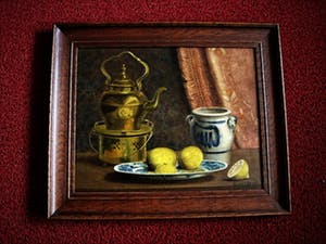 Gerrit van Lente - Zwolle (1955-) Sterk realistisch stilleven "Citroenen op porseleinen bord" kopen? Bied vanaf 10!
