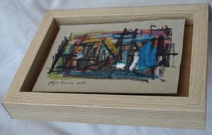 Jasper Banen - Acrylverf, pastel, potlood en pen op karton , “Haven” - ingelijst – 2018 kopen? Bied vanaf 10!