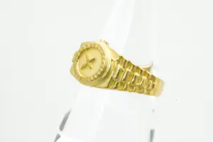 48- Mooi bewerkte, hoog gehalte 22krt geel-gouden "horloge" ring - klein model kopen? Bied vanaf 360!