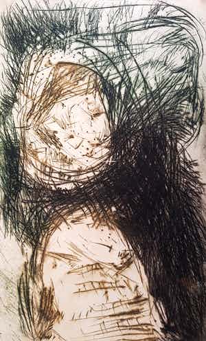 Asger Jorn - Compositie, 1959, ets (ingelijst) verkocht voor € 595!