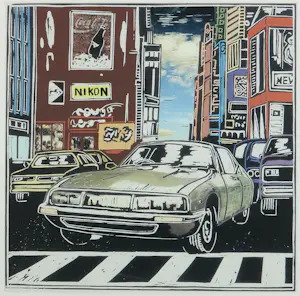 Peter Breevoort - Linosnede op papier, Citroën SM - Ingelijst kopen? Bied vanaf 35!