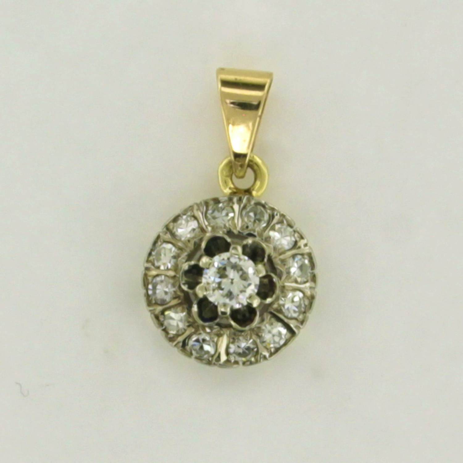 14k bicolour gouden hanger bezet met diamant 0.50ct kopen? Bied vanaf 350!