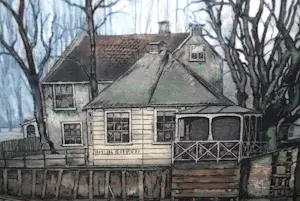 Frans Everbag - Het Polderhuis Amsterdam - ets/aquatint - mooi ingelijst kopen? Bied vanaf 160!