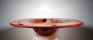 Bernard Heesen - Glas, unica oranjebruine schaal (Zeer groot) verkocht voor € 350!