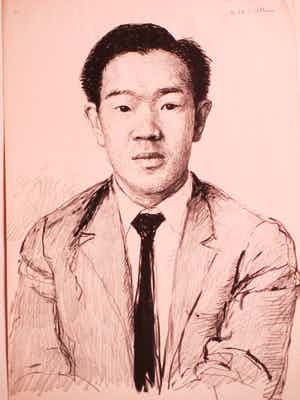 Aat Veldhoen - Portret Aziatische man - Rotaprint verkocht voor € 45!