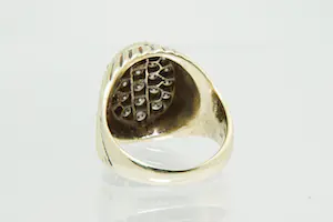 70 - Vintage 14krt geel-gouden pavé ring met 24 briljant gesl. (1.20ct) diamant kopen? Bied vanaf 470!